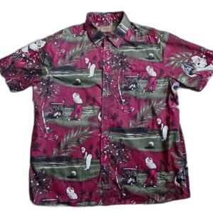 Golfing Santa Clearwater Outfitters Button Down Shirt size L
